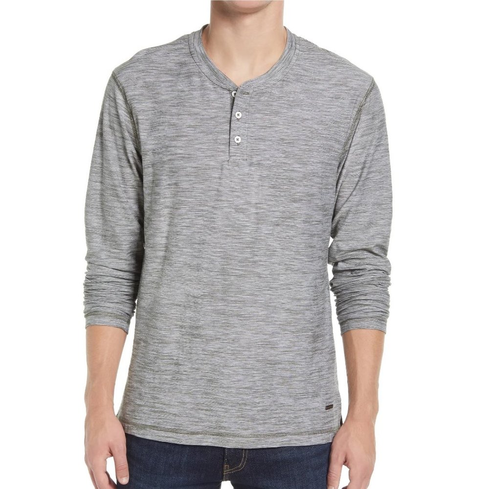 Rodd & Gunn NWT $90 Men's Claremont Pinstripe Henley LS T-Shirt Feeder Slub Sage